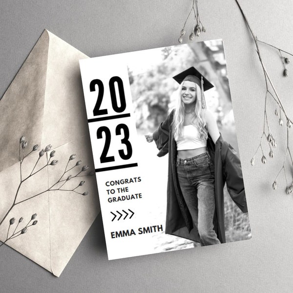 Graduation Announcement Invitation Template - Digital Do It Yourself Card Editable Class of 2024 Senior Card Canva Flat Card Photographers