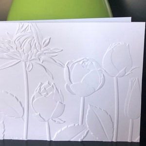 3D Embossed White Floral Cards (set of 6) Embossed Note Cards All Occasions, Embossed Notecards Blank Inside, Floral Embossed blank card