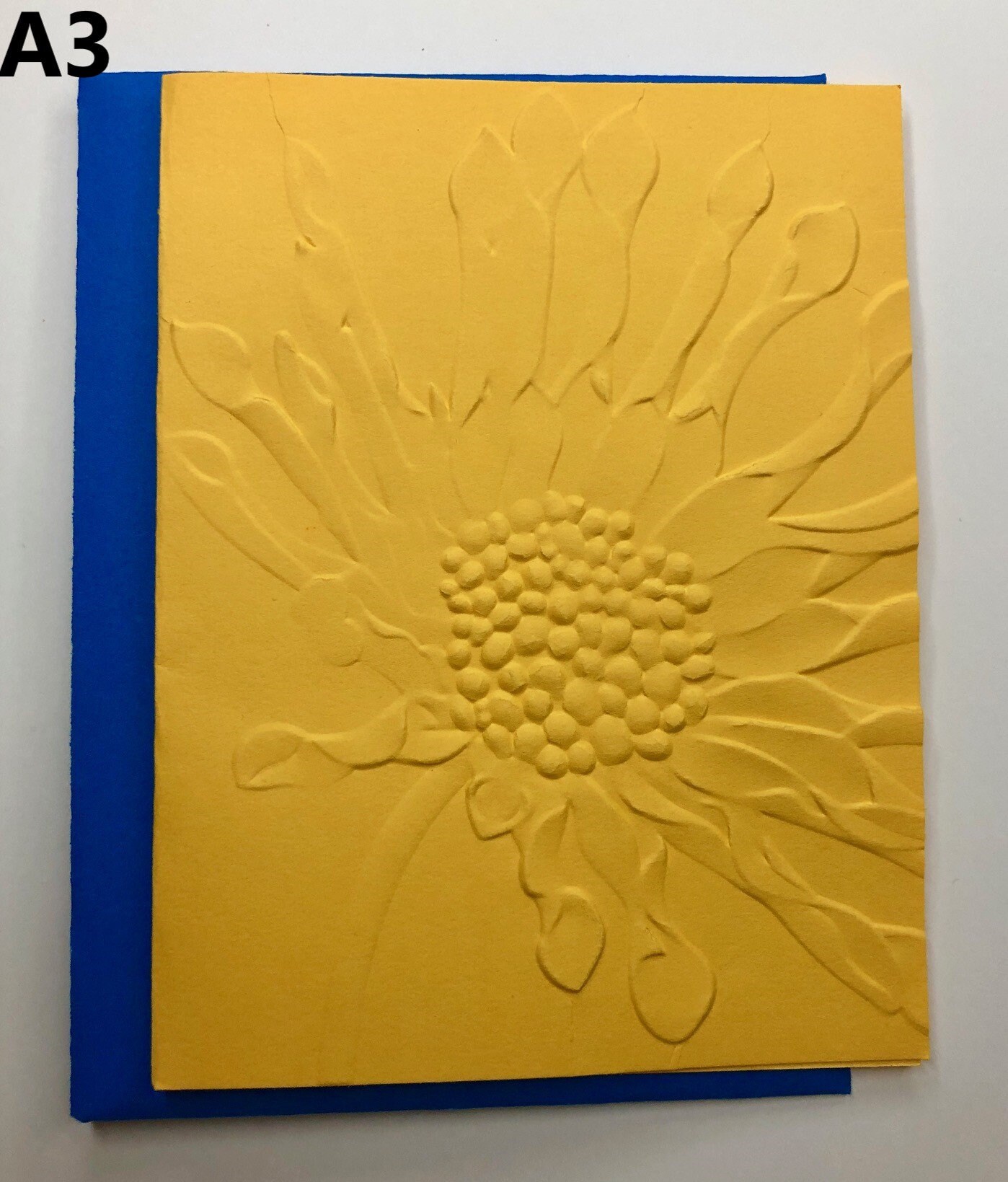 Embossed Daisy Note Cards, Set of 6, Yellow Floral With Blue Envelopes ...