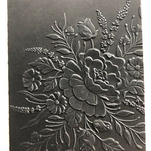 Embossed 3D Black Floral Cards (set of 6) Embossed Cards, All Occasions, Embossed Cards Blank Inside, Floral Embossed blank card