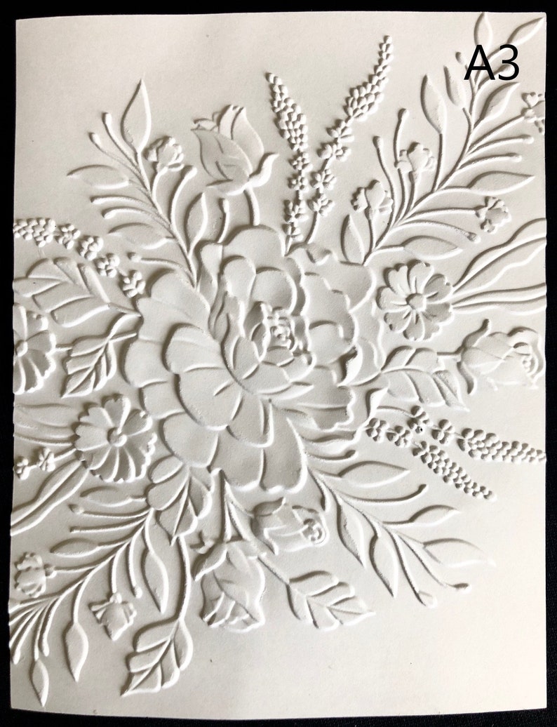 3D White Embossed Cardstock Sheets set of 5 Embossed Etsy