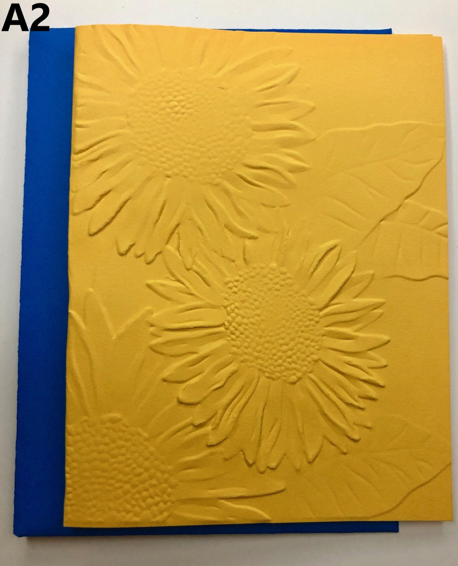 Embossed Daisy Note Cards, Set of 6, Yellow Floral With Blue Envelopes ...
