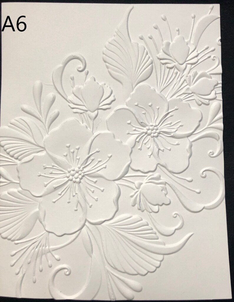 3D White Embossed Cardstock Sheets set of 5 Embossed Etsy