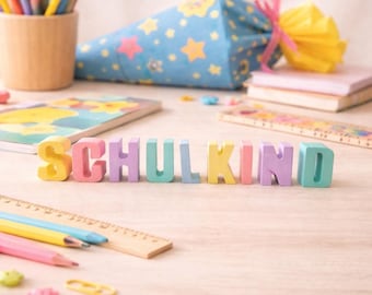 "Schoolchild 2026" lettering in pastel | First day of school table decoration for girls | ABC letter decoration | Back to school gift | School cone for first day of school