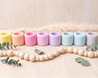 Raysin Pastel Candle Holder Set | Handmade Taper Candle Holders | Boho Rainbow Table Decor | Pastel Home Decor | Candle Decor | Danish Pastel