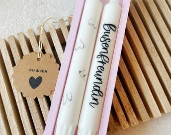 Raysin Geschenkset Busenfreundin Beste Freundin Mädels Geschenk Set Kerze mit Tattoo Geschenk für Frauen Freundschaft Mitbringsel