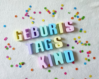 Schriftzug Geburtstagskind | Kindergeburtstagsdeko | Dekoration Geburtstag | Pastell Buchstaben | Geschenkidee zum Geburtstag | Tischdekorat