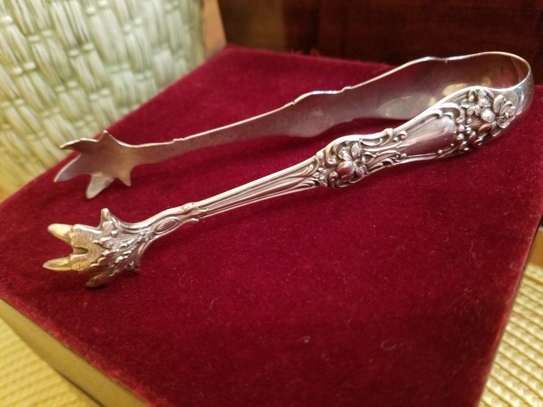 Sugar Tongs, Antique, by Baker Manchester, Providence. Remarkable Condition Patina Does Glow
