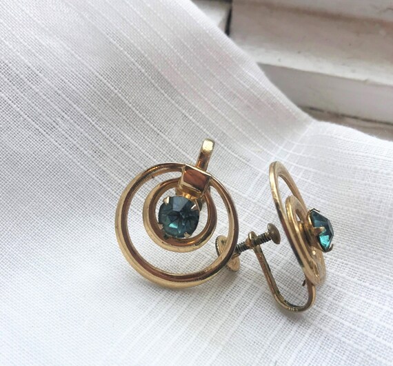 Circle gold earrings & aqua stones: Lovely. Estat… - image 8