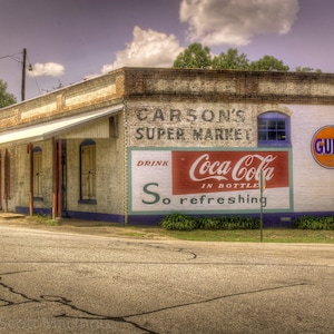 Super Market FREE SHIPPING Vintage Antique Rustic Home Decor Wall Art Fine Photograph Coke Coca-Cola Gulf Gas Station Georgia Chic