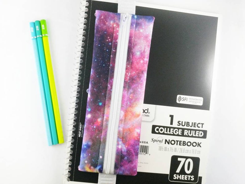 Flat Shaped Pencil Case BEYOND THE GALAXY Design Pencil Case with Notebook Back-to-School Pouch Set Zipper Pen Case