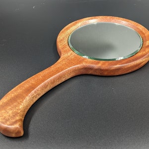 Personalized wooden hand mirror, custom carved with name, initials, quote, or message