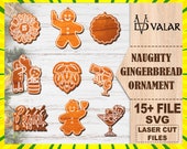 Naughty Gingerbread Ornament Bundle Svg, Christmas SVG Laser Cut Files For Glowforge CANDIDEfactory