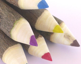 6 Colors Twig Pencils, Wedding Activities, Children Activity, Children Gift, Wedding and Party Supply, Nursery Decor, Wax Crayons
