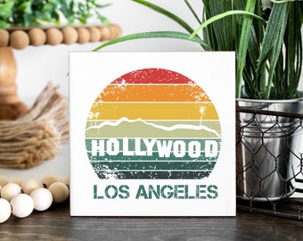 Retro Los Angeles Coasters - Set of 4 - Drink Coasters - Los Angeles Decor - California Beach house gift - California Decor - LA Coasters