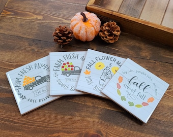 Fall coasters - holiday coasters - pumpkin decor - hello fall - fall decor - table decor - fall decoration - pumpkin spice - holiday truck