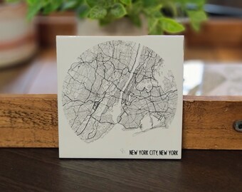 New York City Map coaster set - 4 coasters - New York City coasters - New York City Decor - Maps - Map decor - NYC decor - Black and White