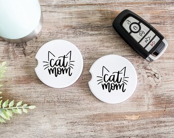 car cup coasters, cat mom, stocking stuffer, gift for her, gifts under 10, gift for pet owner, cat mom decor, birthday gift for pet mom