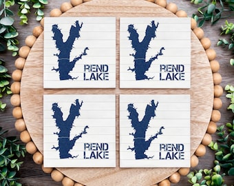 Rend Lake Coasters, lake house decor, lake coaster set, set of 4, housewarming gift for her, birthday gift for him, living room decor
