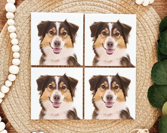 Australian Shepherd Coasters - Set of 4 Coasters - Australian Shepherd gift - Australian Shepherd Home Decor - Aussie mom gift ideas