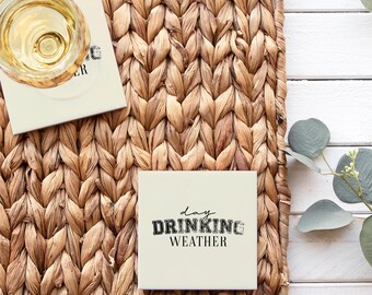 Posavasos con diseño de clima para beber durante el día, posavasos para bebidas, regalo de inauguración de la casa, decoración de otoño, decoración de primavera, decoración de patio, regalo de cumpleaños para ella, decoración de verano