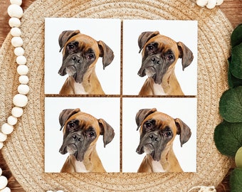 Boxer Coasters - Set of 4 Coasters - Boxer owner - Boxer gift - Boxer coasters - Boxer décor - Boxer mom - Boxer Dog - Boxer Dog Gift Idea