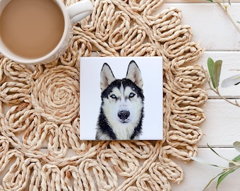Husky Coasters - Set of 4 Coasters - Husky owner - Husky gift - Husky coasters - Husky décor - Siberian Husky - Siberian Husky Home Decor