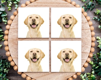 Yellow Lab Coasters - Juego de 4 Posavasos - Lab Coasters - Yellow Lab owner- regalo para el amante del laboratorio - propietario del laboratorio - Yellow lab gift - linda decoración para perros