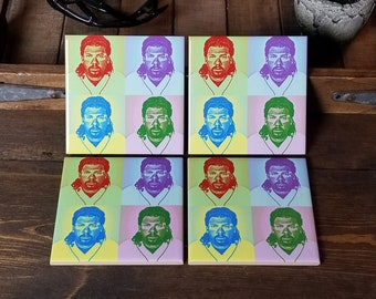 Kenny Powers Pop Art / 4-Piece Coaster Set - East Bound & Down - Regalo del Día del Padre - Kenny Powers Gifts - Pop Art Gifts - Coloridos Regalos