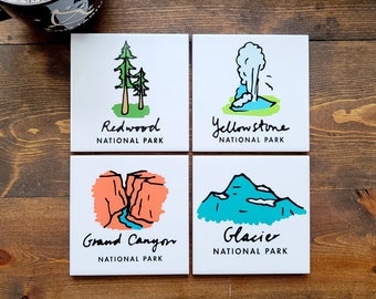 National Park Coasters, travel gifts, home decor, Fathers day gift from son, moving away gift, new home housewarming, best friend gift