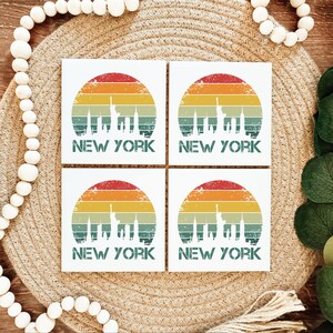 Retro New York Coasters - Set of 4 - Drink Coasters - New York Decor - New York Gift - New York housewarming gift - New York City Decor