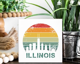Retro Illinois Coasters - Set of 4 - Drink Coasters - Illinois Decor - Illinois Gift - Illinois housewarming gift - Illinois State