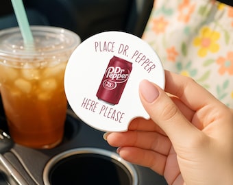 car cup coasters, Dr Pepper car coaster, stocking stuffer, gift for her, funny gift, funny coaster, gifts under 10, gift for caffeine addict