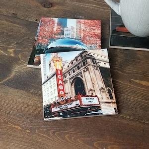 Chicago Coasters | Set of 4 - The bean, the L, subway, chicago river, chicago theatre, chicago gifts, Chicago decor, chicago illinois, gift