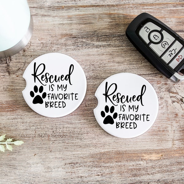 car cup coasters, Rescue dog, stocking stuffer, gift for her, gifts under 10, rescue cat, dog mom, cat mom, rescue mom, rescue dad, pets