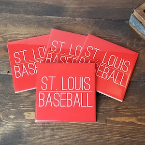 St. Louis Baseball Coasters | St. Louis Cardinals - Set of 4 - Baseball Coasters - Cardinals Coasters - Gift For Him - Mancave Decor - Sport