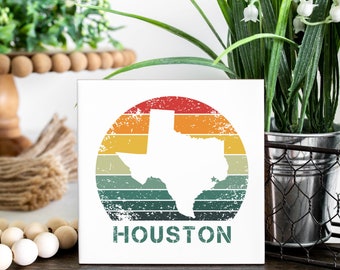 Retro Houston Coasters - Set of 4 - Drink Coasters - Houston Decor - Houston Gift - Houston housewarming gift - Texas Decor - Houston City