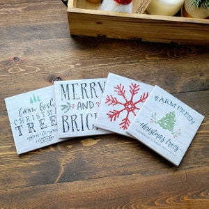 Christmas coasters - holiday coasters - snowy coasters - christmas tree decor - christmas decor - table decor - christmas decoration