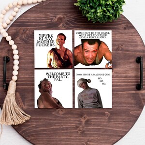 Die Hard coasters - die hard christmas coasters - holiday coasters - bruce willis - funny christmas gift - die hard gift - die hard decor image 3