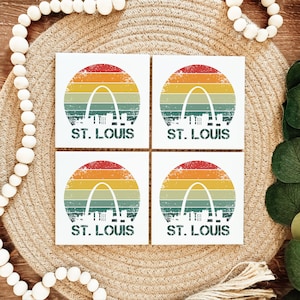 Retro St. Louis Coasters - Set of 4 - Drink Coasters - St. Louis Decor - St. Louis Gift - St. Louis housewarming gift - St. Louis City