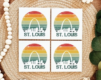 Retro St. Louis Coasters - Set of 4 - Drink Coasters - St. Louis Decor - St. Louis Gift - St. Louis housewarming gift - St. Louis City