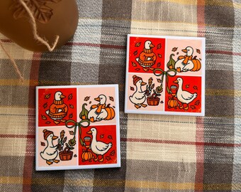 Posavasos de ganso de otoño, ganso de café con calabaza, linda decoración de ganso, vibraciones de otoño, posavasos de otoño, decoración de otoño, ganso de porche, regalo de ganso para ella