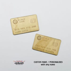 Pretend Play Credit Debit Bank Card, Kids Imaginative Play Shop Wooden Wood Accessory Educational Toy. Personalised and Handmade in Victoria