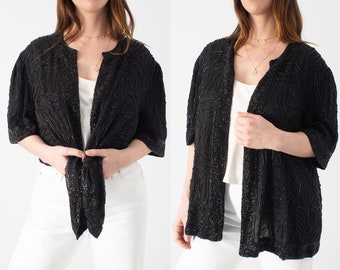 Black Sequinned Blouse Jacket - Free Size