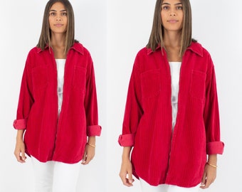 Red Cord Corduroy Zip Up Jacket - Unisex - Mens Womens Cord Jacket - 2 Sizes L & XL