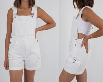 womens white short overalls