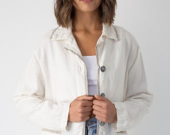 White Linen Jacket Blazer Spring Summer - Size XS/S/M