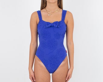 80s/90s Royal Blue Sexy One Piece Swimsuit | Swimwear Swim Bathers Bathing Suit | High Cut | Cheeky - Size Fits XS S