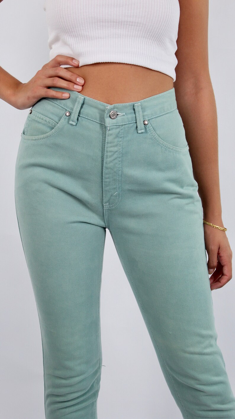 Vintage 80s 90s Mint Green Levis High Waist Cotton Jeans Size S AU/UK 8 US 4 image 5