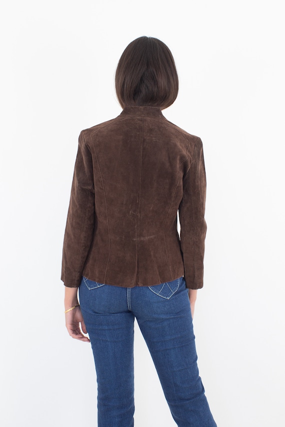 00's Y2K 2000's Vintage Brown Suede Leather Jacke… - image 5